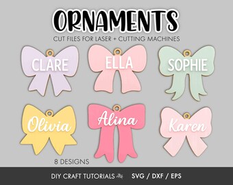 Bow Ornament SVG Bundle | Laser Cut Christmas Ornaments for Cricut Glowforge Silhouette