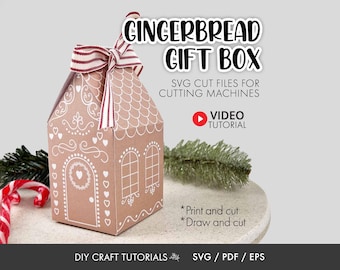 Gingerbread House Gift Box SVG | Christmas Treat Box Template