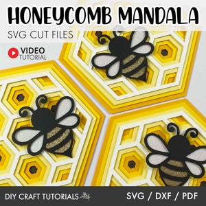 Honeycomb svg, bee svg, mandala svg honey bee svg, Layered Honeycomb svg, bee hive svg, laser cut file, svg file for cricut