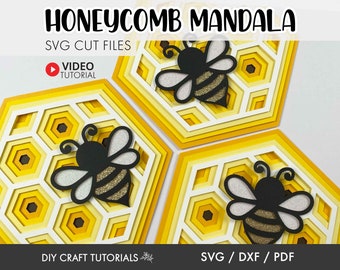 Honeycomb svg, bee svg, mandala svg honey bee svg, Layered Honeycomb svg, bee hive svg, laser cut file, svg file for cricut