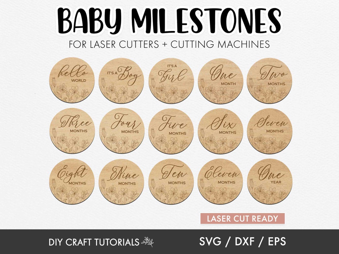 Floral Baby Milestone Discs SVG: Laser Cut File - Etsy