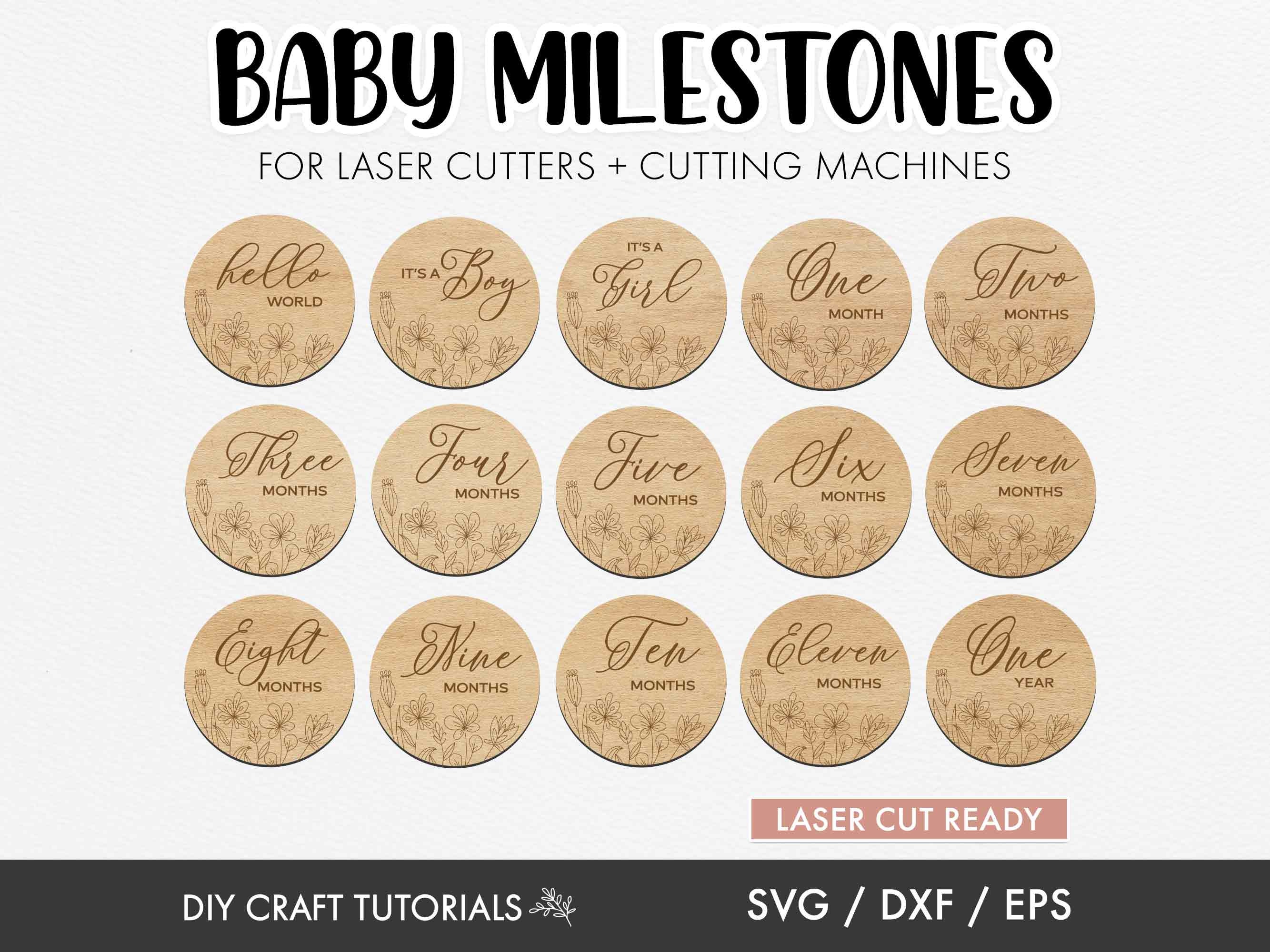 Floral Baby Milestone Discs SVG: Laser Cut File - Etsy Australia