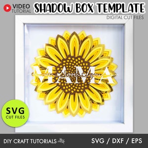 Mother's Day Shadow Box, Sunflower Shadow Box Template, Sunflower SVG, Shadow Box Template, shadow box svg, mom svg, mum svg