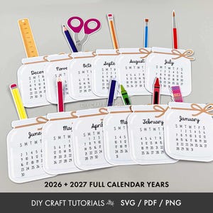 Calendario SVG, calendario de tarro de conserva SVG, calendario de escritorio SVG, calendario imprimible SVG, calendario de profesor SVG, calendario 2026, calendario 2027 imagen 8