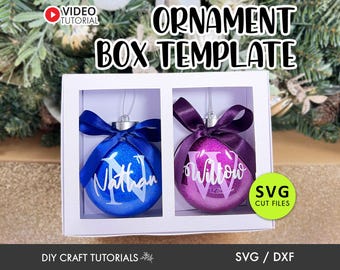 Double Ornament Box SVG Template, Christmas Gift Box