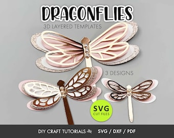 3D Layered Dragonfly SVG Cut Files | Paper Craft Template, Wall Decor svg