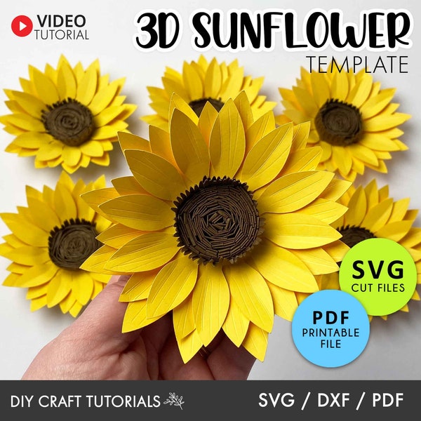 3D Sunflower svg, Sunflower SVG, Paper Sunflower svg,  shadow box svg, cricut svg, paper flower template, paper flower svg, paper flower svg