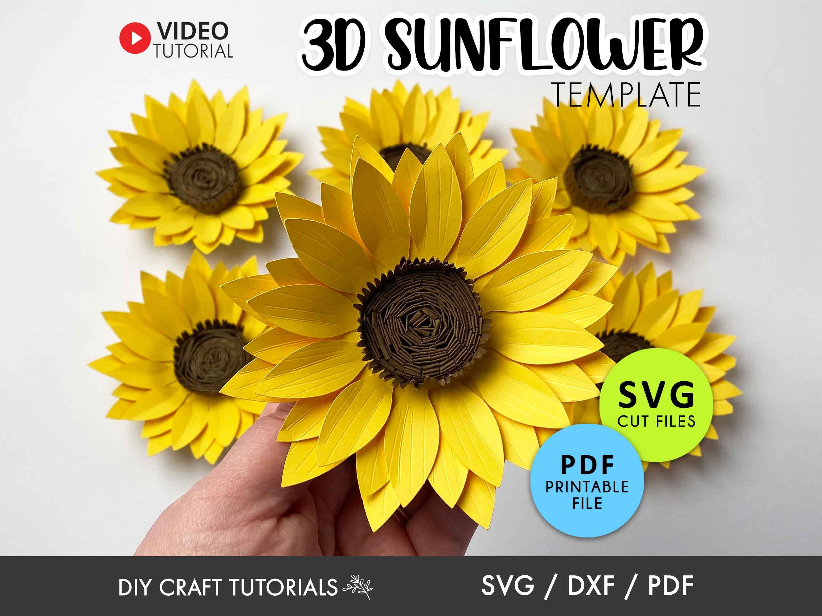 ✿sunflower✿ 3D Sunflower Svg, Sunflower SVG, Paper Sunflower Svg, Shadow