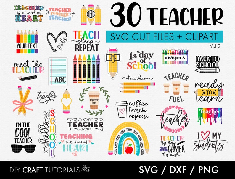 Teacher SVG Bundle: Back to School Designs - Etsy
