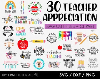 Teacher Appreciation SVG Bundle: 30 Designs