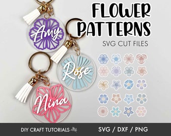 Flower Keychain SVG Bundle: Floral Pattern Cut Files