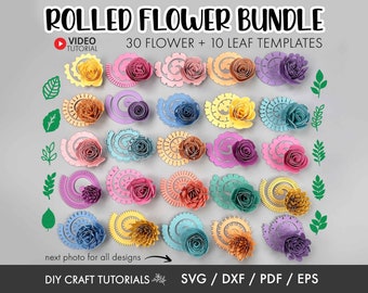 Rolled Flower svg, Rolled Rose svg, Leaves svg, 3D Flower svg, Rose svg, 3D Paper Flowers, Rolled Paper Flowers SVG, Cricut svg, leaf svg