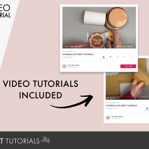 May include: Two YouTube video thumbnails showing DIY craft tutorials. The first video shows a person assembling a small box. The second video shows a person decorating a round box with a label that says "Earth side".
