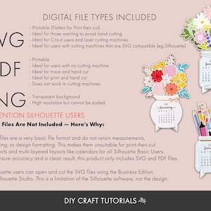Calendar svg, Desk Calendar svg, printable calendar, floral calendar svg, mini desk calendar svg, 2026 calendar, 2027 Calendar 画像 7