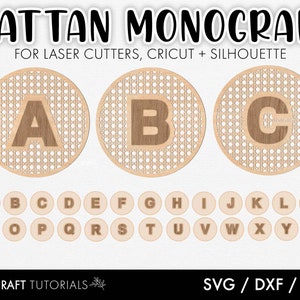 Rattan Monogram svg, Alphabet Rattan Cane SVG, Monogram SVG Alphabet, Monogram Svg, alphabet svg, Rattan SVG, laser cut file, glowforge svg