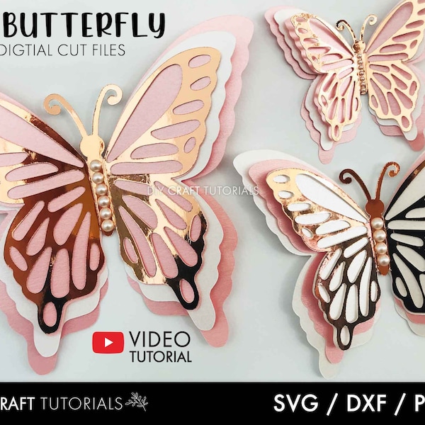 Butterfly SVG, 3D Butterfly svg, Butterfly template, commercial use, Printable Butterflies, Butterfly wall decor, dxf, pdf, but-01