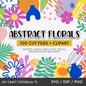 Abstract Floral Shapes, Abstract Flower svg, Boho Flower svg, retro flower svg, groovy flower svg, wall art, flower clipart, cricut svg