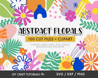 Abstract Floral Shapes, Abstract Flower svg, Boho Flower svg, retro flower svg, groovy flower svg, wall art, flower clipart, cricut svg