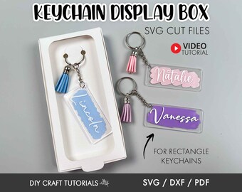 Keychain Box Template: Rectangle Keychain Display Card SVG