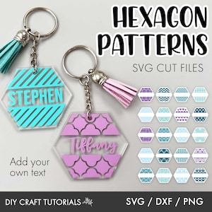 Keychain svg bundle, Hexagon Pattern svg, Keychain Monogram SVG, Split Monogram Svg, Keychain svg, keyring svg, keychain patterns svg