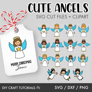Angels SVG Bundle, Christmas Angel svg, Cute Angels svg, Angels Clipart, cricut svg, Christmas Ornament svg, angel svg, christmas tag svg