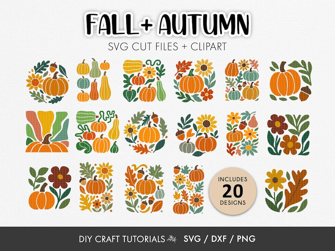 Fall and Autumn Pumpkin SVG Bundle – 20 Abstract Designs - Etsy