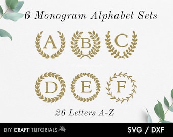 Wreath Monogram SVG Alphabet: Family Initial Cut Files