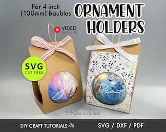 Ornament Holder SVG, 4in or 100mm Ornament Box SVG, Ornament Box svg, Christmas Box template, christmas svg, Christmas Ornament Gift Box