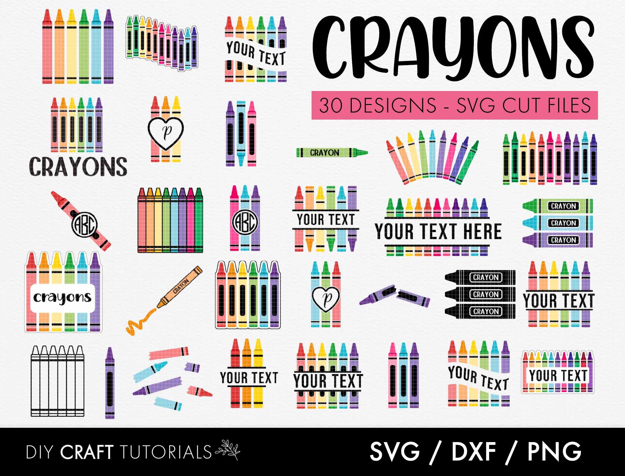 Crayon SVG Bundle: Split Monogram, Teacher Designs - Etsy