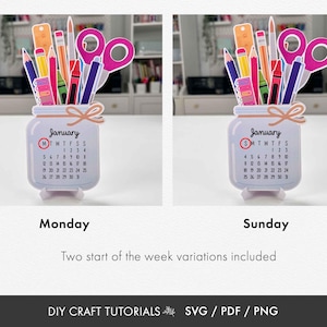 Calendario SVG, calendario de tarro de conserva SVG, calendario de escritorio SVG, calendario imprimible SVG, calendario de profesor SVG, calendario 2026, calendario 2027 imagen 4