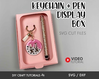 Keychain and Epoxy Pen Box SVG, Keychain Box SVG, Keychain Display Card Svg, Keychain Packaging, pen box svg, Packaging svg, gift box svg