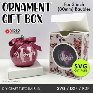 3 inch Round Ornament Box SVG, Christmas Ornament Gift Box svg, Christmas SVG, Christmas Box template, Ornament Gift Box svg, gift box svg
