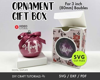 3 inch Round Ornament Box SVG, Christmas Ornament Gift Box svg, Christmas SVG, Christmas Box template, Ornament Gift Box svg, gift box svg