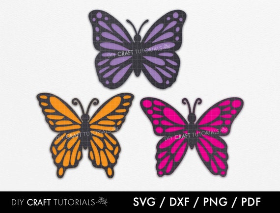 Download Layered Butterfly Templates Butterfly Svg Dxf Png Pdf 3d Etsy
