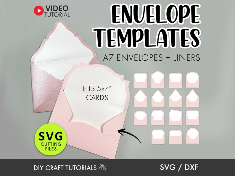 A7 Envelope Template, 5.25 x 7.25 envelope template, A7 Envelope SVG, Envelope svg, wedding invitation envelope template, cricut svg image 1