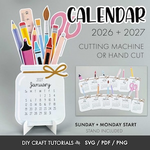 Calendar svg, jar calendar svg, Desktop Calendar svg, printable calendar svg, teacher svg, 2026 calendar, 2027 Calendar, mini desk calendar