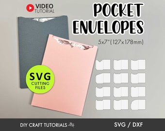 5x7 Pocket Sleeve Umschlag Vorlagen für Cricut, Silhouette und Schneidemaschinen - Pocket Einladung svg, Hochzeitseinladung svg, Pocket svg