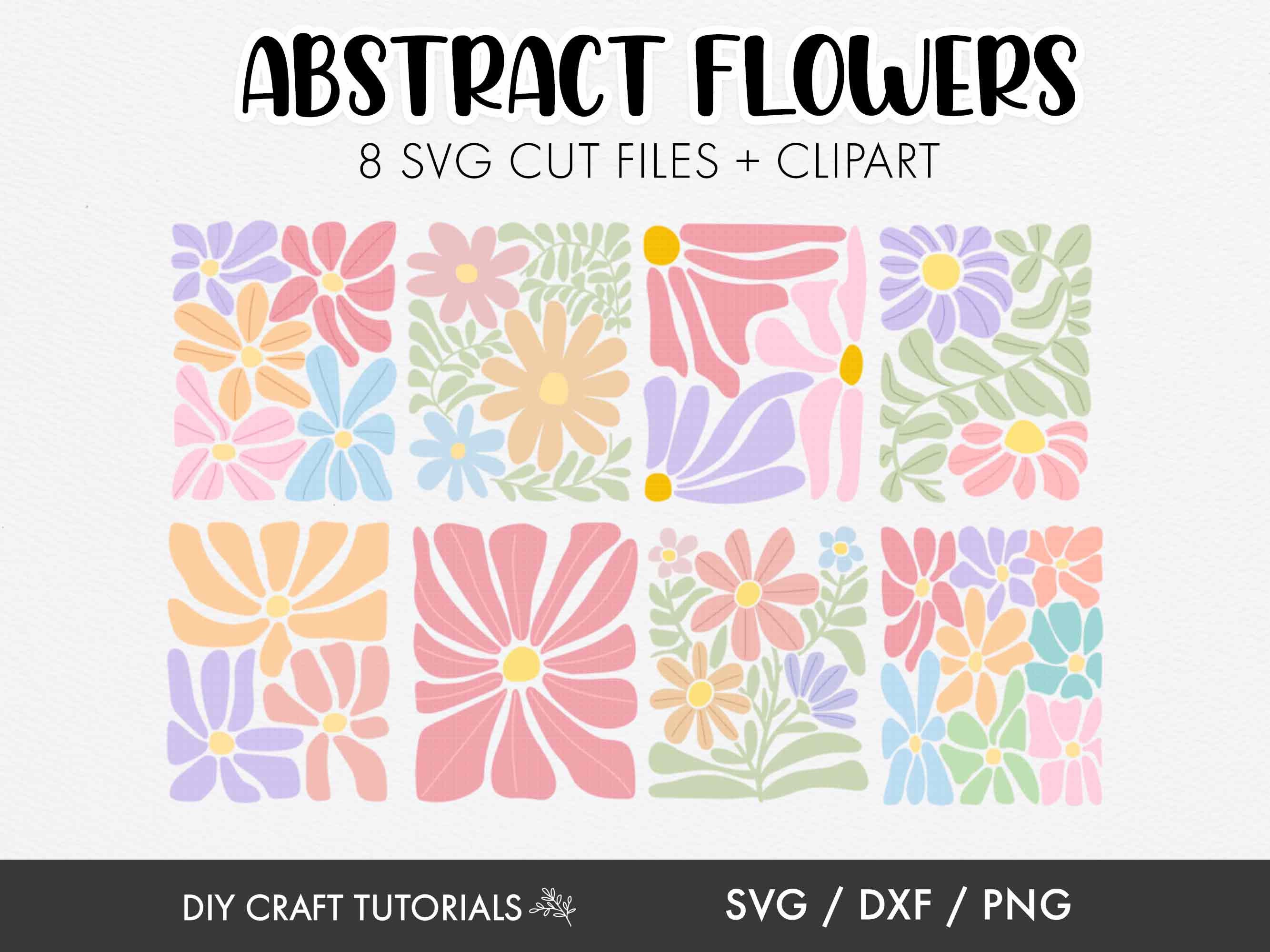 Abstract Flower SVG Bundle: Groovy Floral Clipart - Etsy