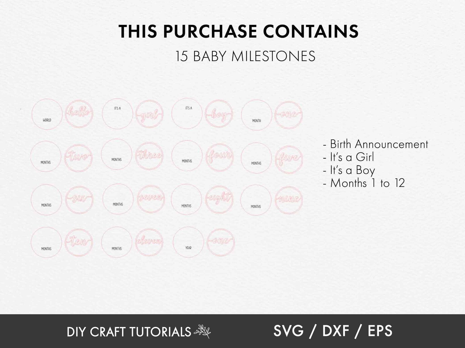 Baby Milestone Discs SVG: Laser Cut File, Birth Announcement - Etsy Canada