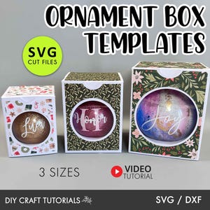 Ornament Box SVG Bundle - 3 Sizes, Ornament Box SVG, Ornament Box SVG Template, gift box svg, Christmas Box, Ornament Gift Box svg