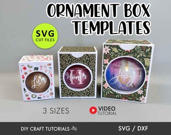Ornament Box SVG Bundle - 3 Sizes, Ornament Box SVG, Ornament Box SVG Template, gift box svg, Christmas Box, Ornament Gift Box svg
