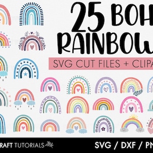Rainbow svg, boho rainbow svg, cute rainbow svg, rainbow svg bundle, rainbow clipart, pastel rainbow svg, svg files for cricut, silhouette