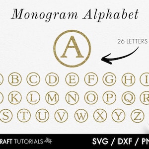 Monogram SVG Bundle - Alphabet Letters with round frame, Monogram Svg, Alphabet svg, Family Monogram Svg, letter svg, cut files for cricut