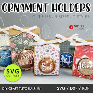 Ornament Holder SVG Bundle - 5 Sizes, Ornament Box Template, Ornament Box SVG, Christmas SVG, gift box svg, Box template, Ornament Box svg