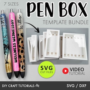 Pen Box SVG Bundle, Epoxy Pen Box Template, Epoxy Pen display card, Pen display card svg, Packaging svg, cricut svg, glitter pen box svg