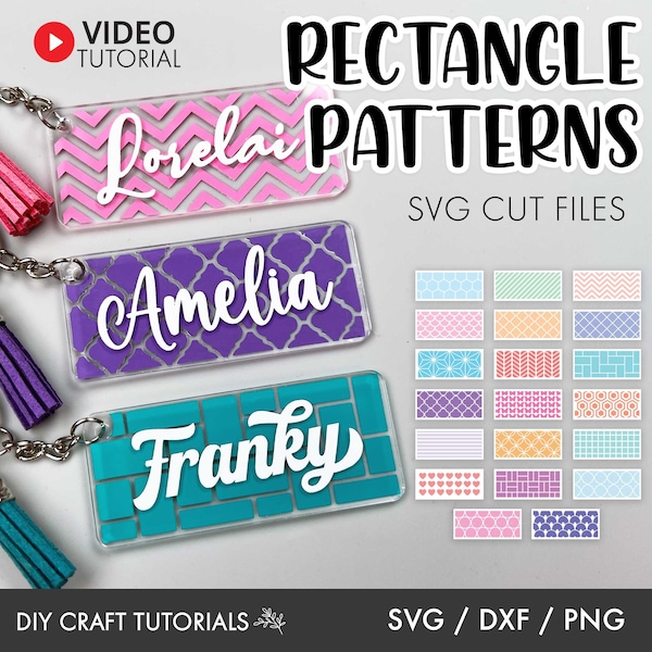 Rectangle Pattern SVG, keychain svg, Keychain svg bundle, rectangle keychain designs, keyring patterns svg, rectangle svg, svg cut files