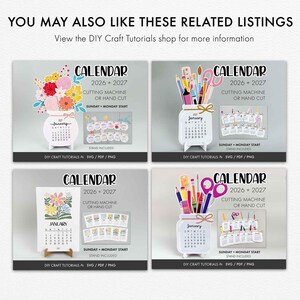 Floral Desk Calendar, Floral Calendar svg, Calendar svg, Desktop Calendar svg, printable calendar, 2026, 2027 Calendar, mini desk calendar 画像 8