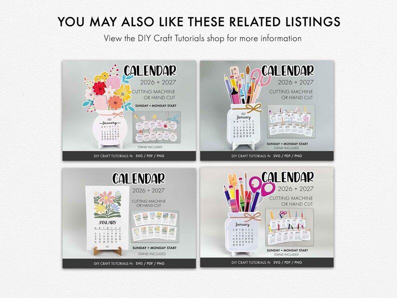 Floral Desk Calendar, Floral Calendar svg, Calendar svg, Desktop Calendar svg, printable calendar, 2026, 2027 Calendar, mini desk calendar 画像 8
