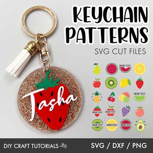 Keychain SVG bundle, Fruit SVG, Keychain svg, Round Pattern svg, keychain patterns svg, Acrylic Keychain svg, watermelon svg, lemon svg