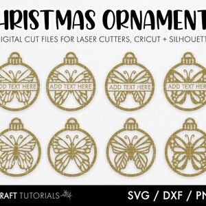 Christmas SVG, Christmas Ornament svg, Glowforge svg, laser cut file, Bauble svg, Butterfly svg, Monogram SVG, Split Monogram SVG